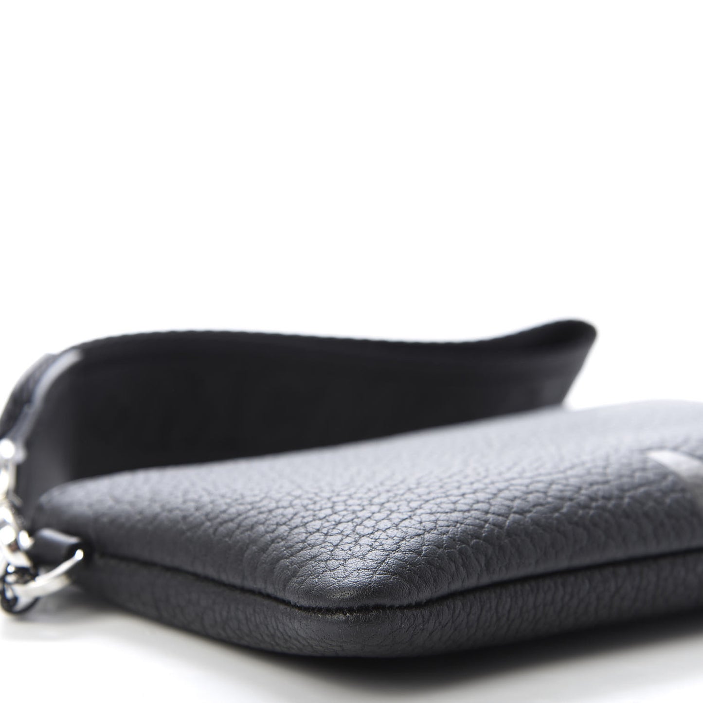 Calfskin Wristlet Logo Pouch Black