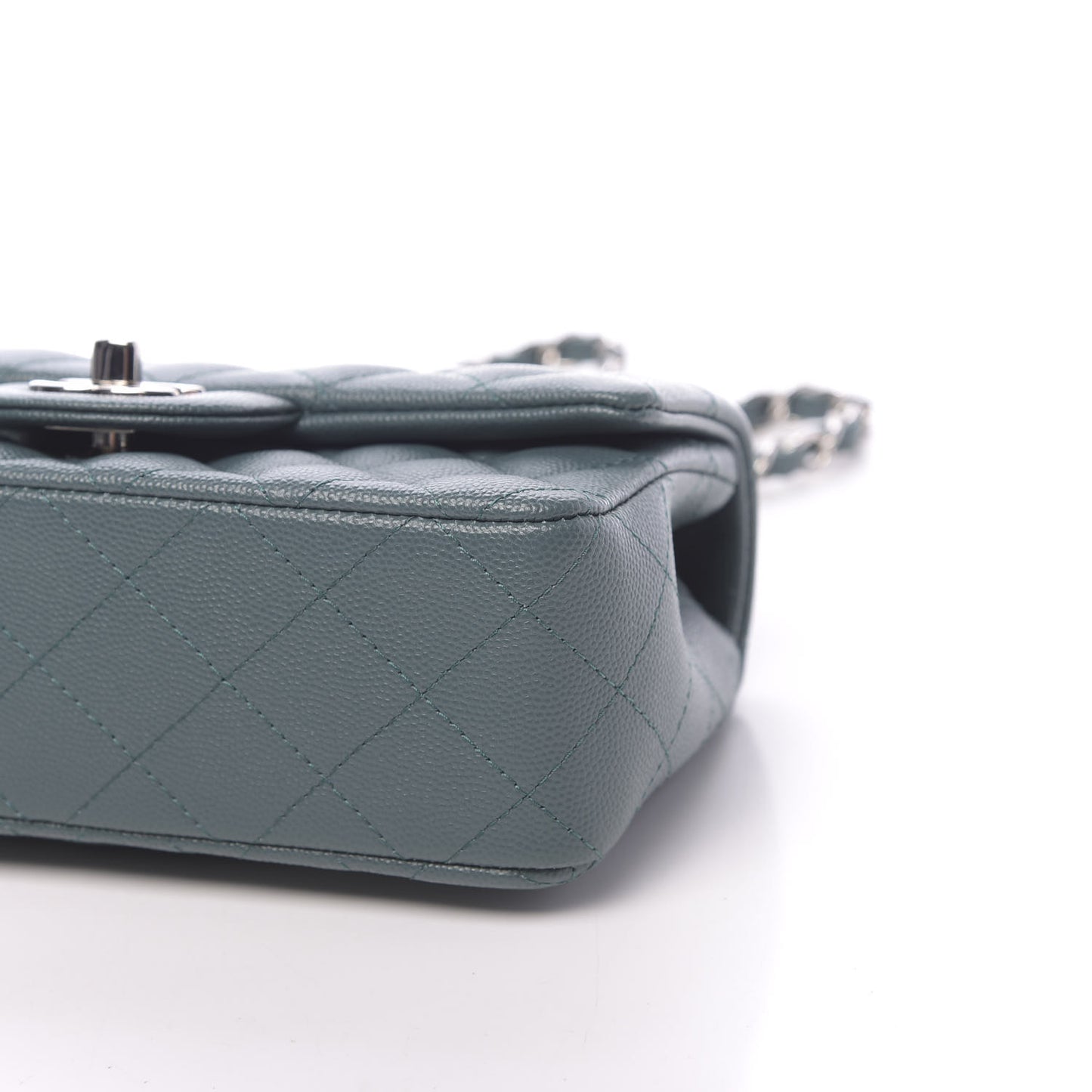 Caviar Quilted Mini Rectangular Flap Dark Green