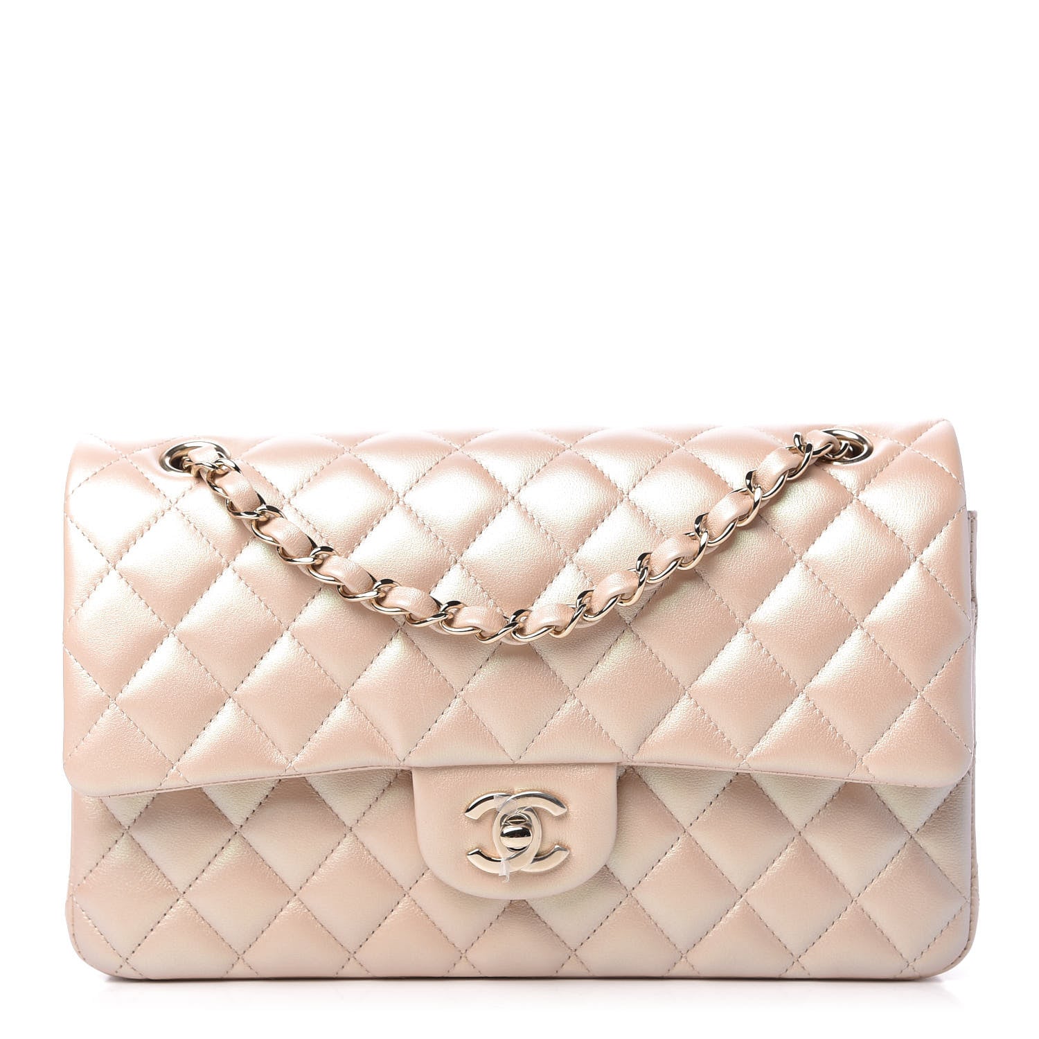 Chanel Iridescent Calfskin Quilted Medium Double Flap Beige 1 of 11