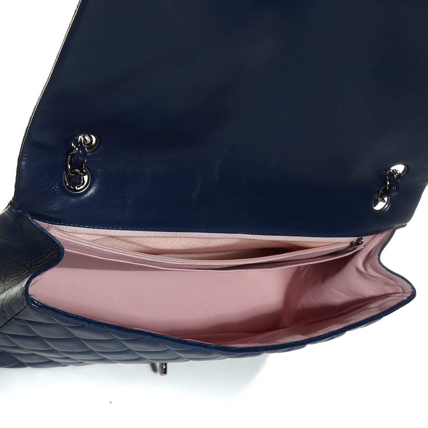 Lambskin Quilted Maxi Single Flap Dark Blue