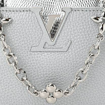 Louis Vuitton Taurillon Lizard Flower Chain Capucines Mini Silver 5 of 9