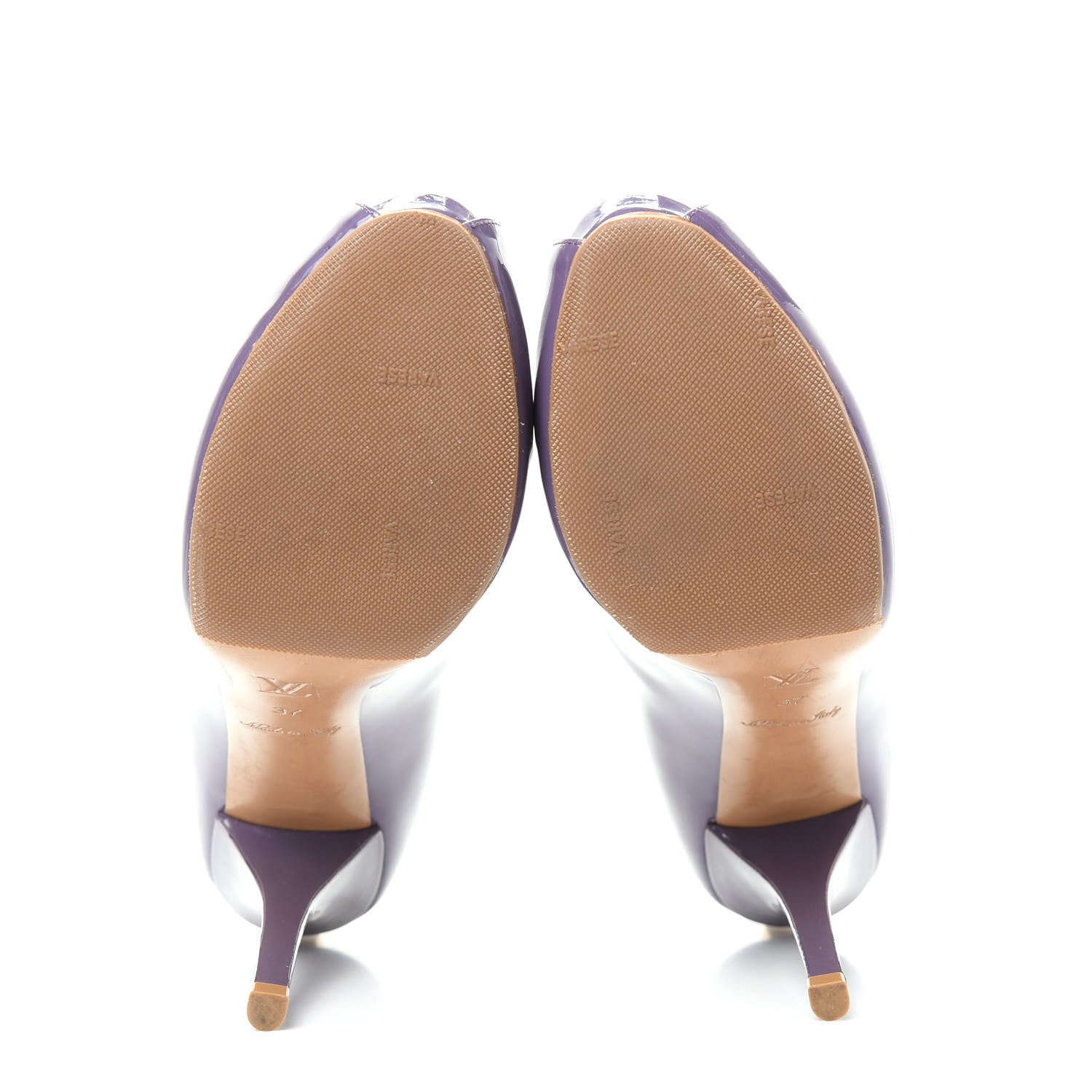 Louis Vuitton Patent Calfskin Oh Really Peep Toe Pumps 37 Violet 6 of 10