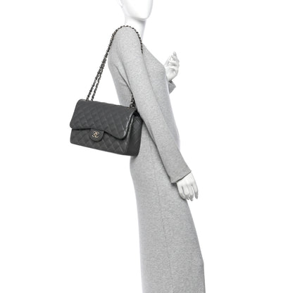 Chanel Lambskin Quilted Jumbo Double Flap Dark Grey 2 of 10