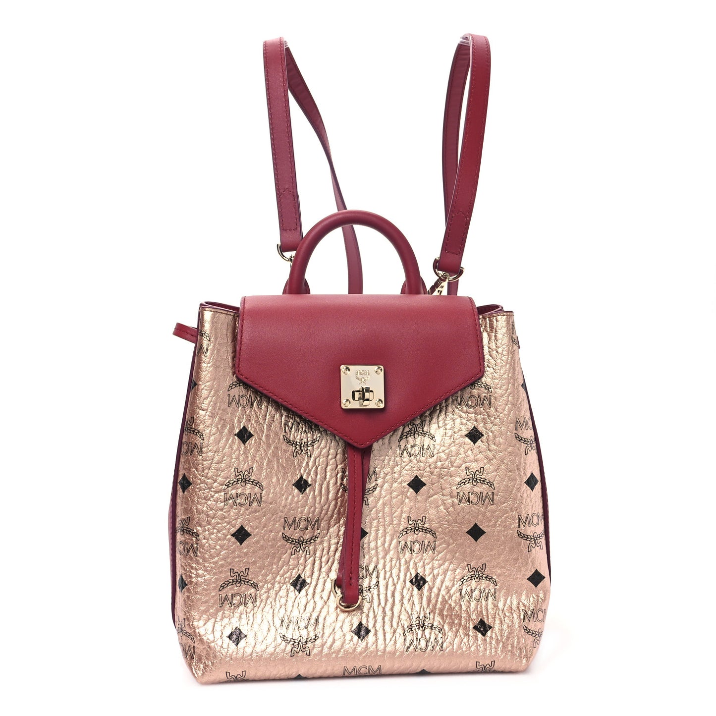 Metallic Visetos Small Essential Backpack Champagne Gold