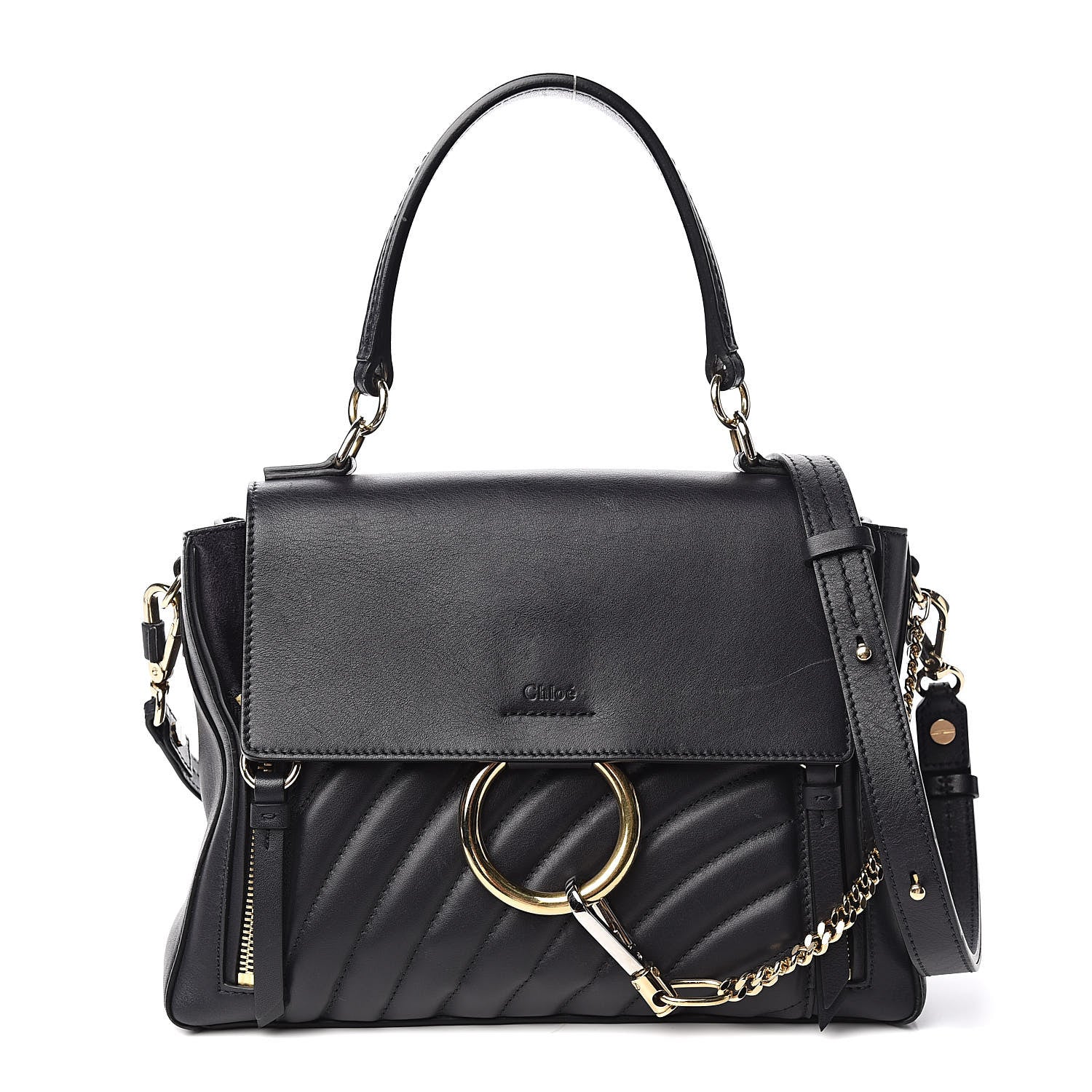 Chloe Smooth Calfskin Quilted Small Faye Day Shoulder Bag Full Blue 1 of 12