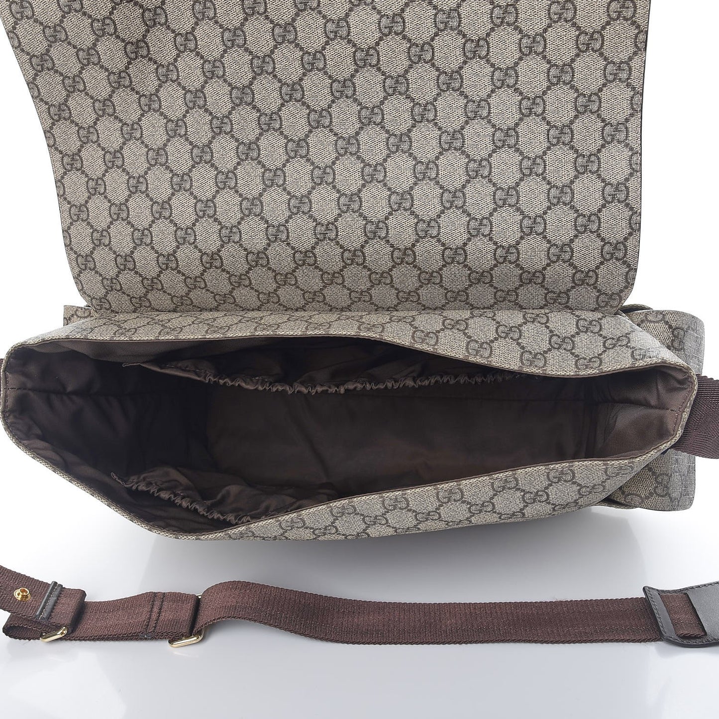 GG Plus Monogram Messenger Diaper Bag Dark Brown