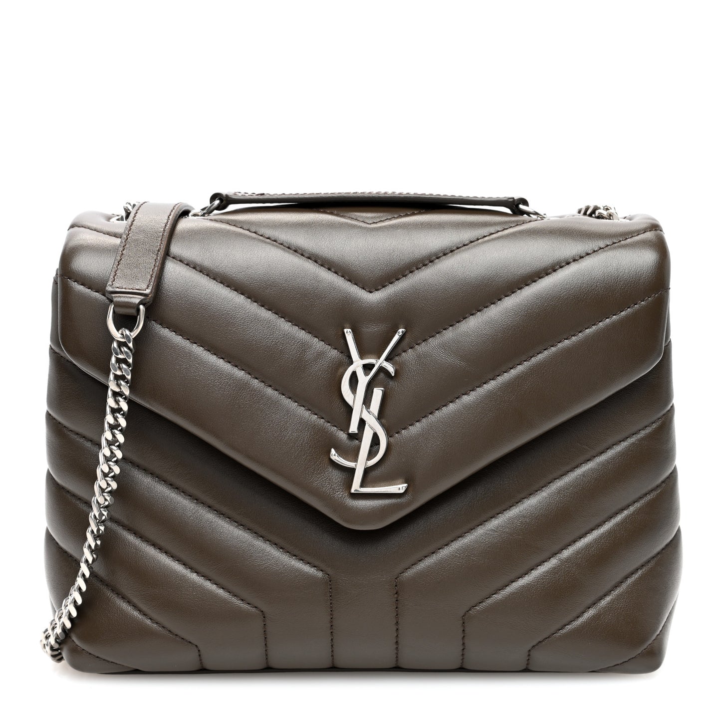 Calfskin Y Quilted Monogram Small Loulou Chain Satchel Taupe