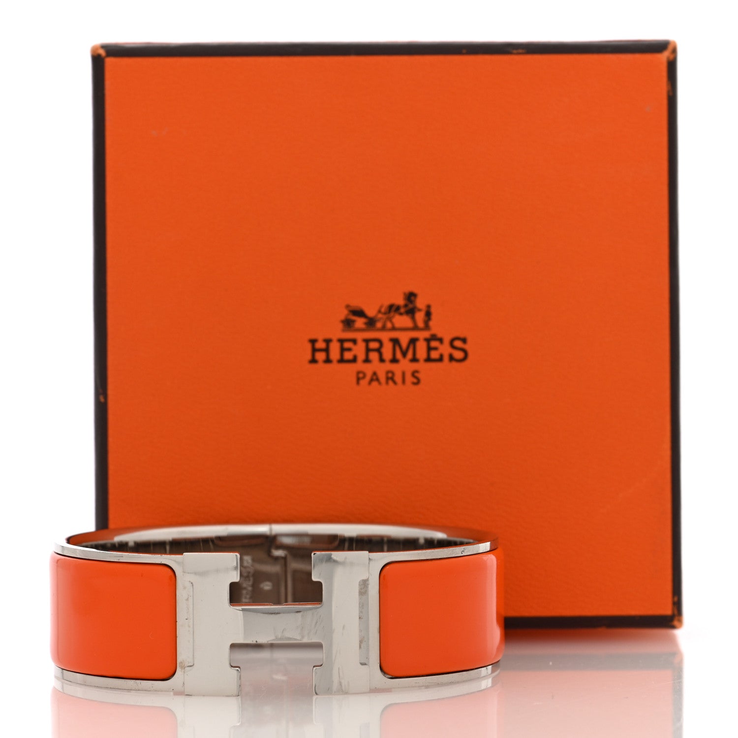 Hermes Enamel Wide Clic Clac H Bracelet GM Orange 5 of 5