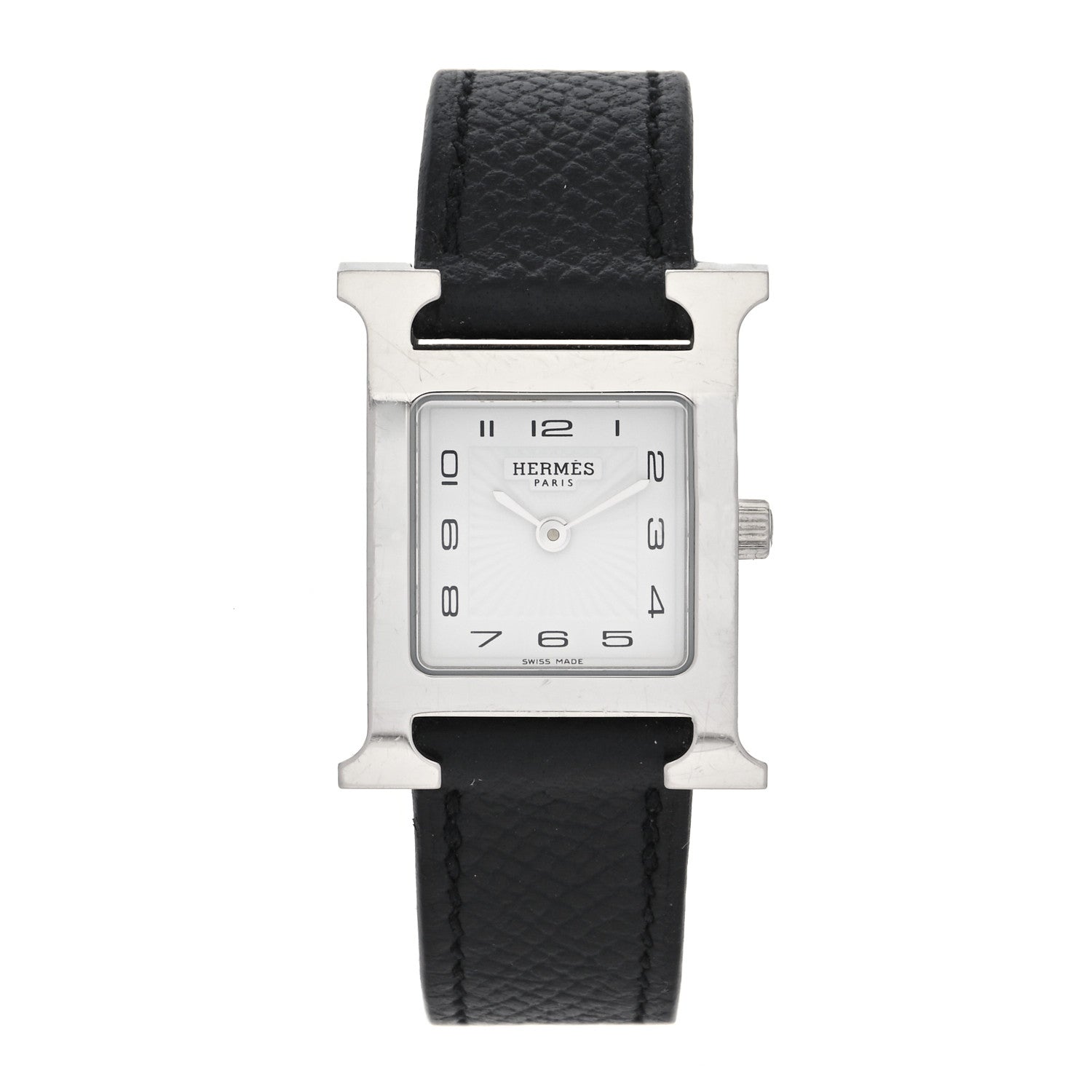 Hermes Stainless Steel Epsom 21mm Heure H Hour Quartz Watch Noir 1 of 5