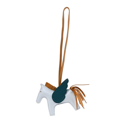 Hermes Milo Lambskin Grigri Rodeo Pegase Horse Bag Charm PM Bleu Brume Sesame Vert Bosphore 1 of 4