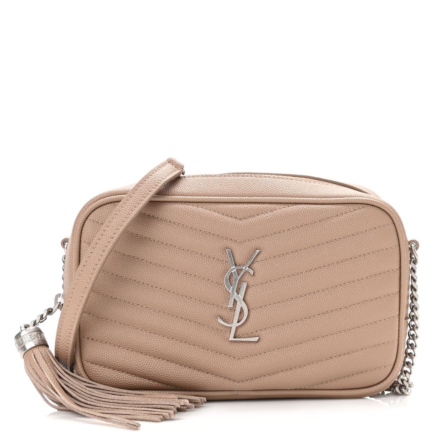 Saint Laurent Grain De Poudre Matelasse Monogram Mini Lou Camera Bag Dark Latte 1 of 10