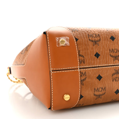 MCM Visetos Small Soft Berlin Drawstring Bucket Bag Cognac 8 of 9