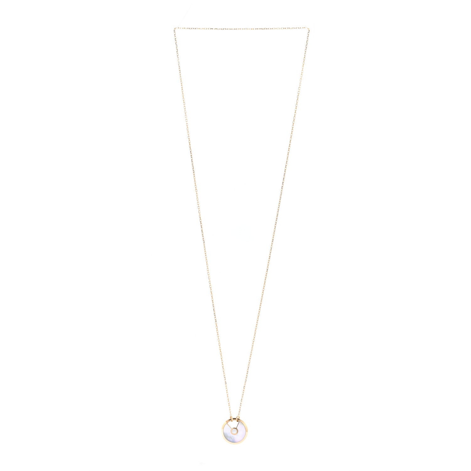 Cartier 18K Yellow Gold Diamond Mother of Pearl SM Amulette de Cartier Pendant Necklace 3 of 5
