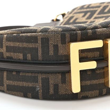 Fendi Fabric Jacquard Vitello Grace FF 1974 Mini Fendigraphy Hobo Bag Tobacco Moro Ebano 9 of 10