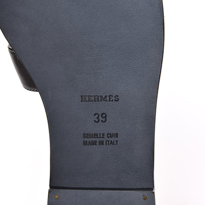 Hermes Box Calfskin Oran Sandals 39 Black 6 of 12