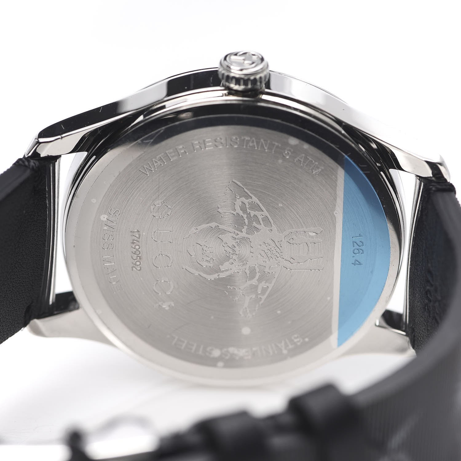 Gucci Stainless Steel Calfskin 38mm G-Timeless Bee Star Hologram Quartz Watch Black 5 of 6