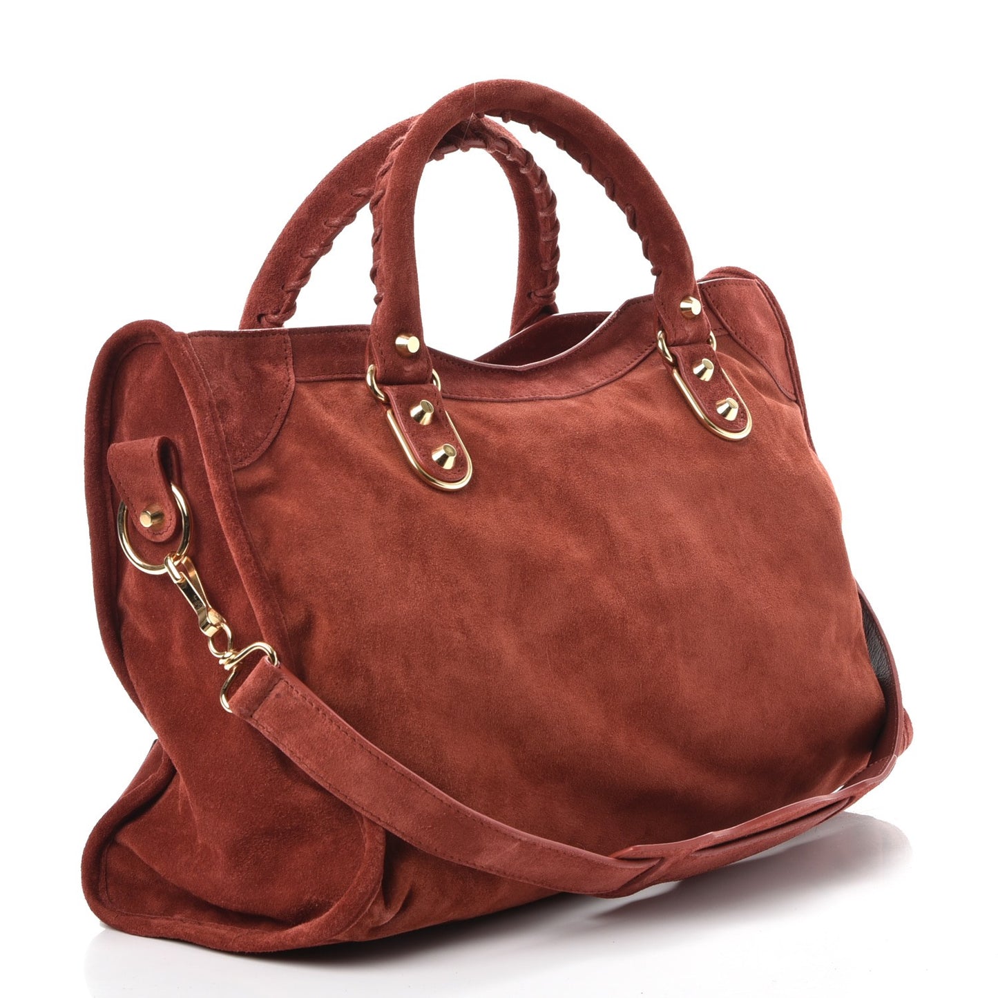 Baby Daim Suede Gold Metallic Edge Hardware City Bois De Rose Fonce