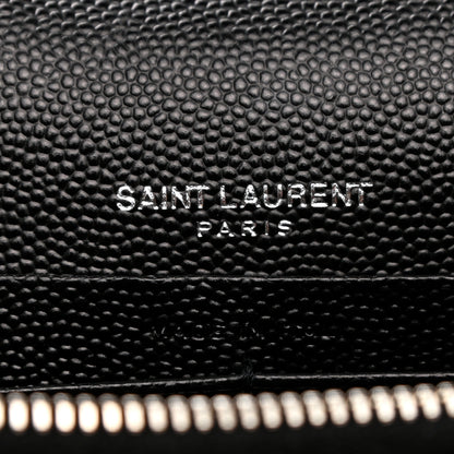 Saint Laurent Grain De Poudre Matelasse Chevron Monogram Envelope Chain Wallet Black 6 of 10