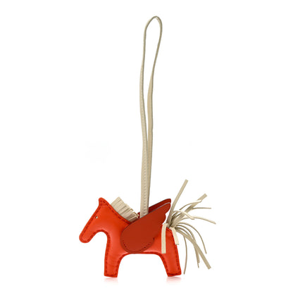 Hermes Milo Lambskin Grigri Rodeo Pegase Horse Bag Charm PM Orange Poppy Craie Terre Battue 1 of 5