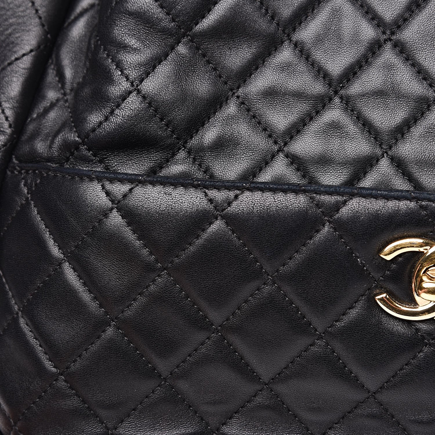 Chanel Lambskin Quilted Large Drawstring Bag Black 11 of 15