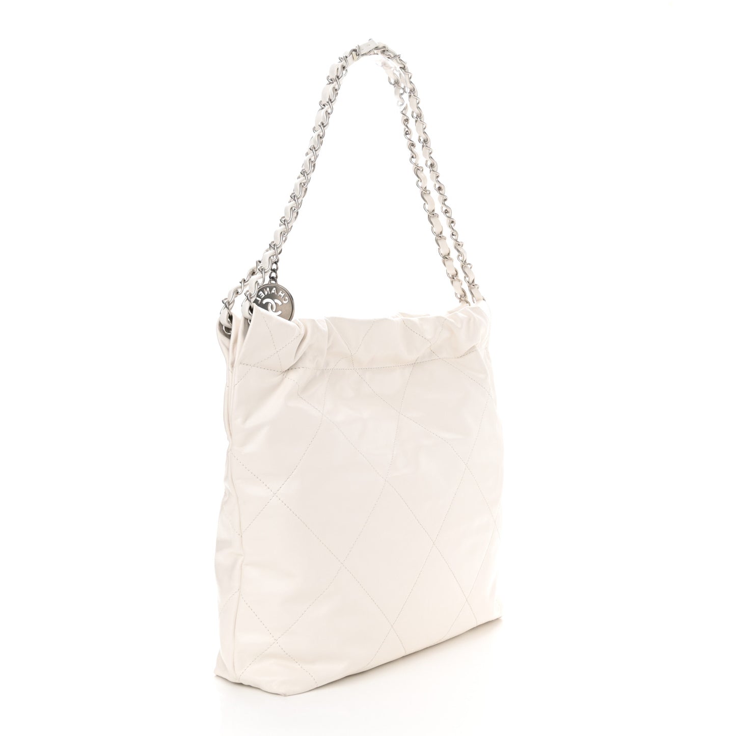 Shiny Calfskin Quilted Small Chanel 22 White