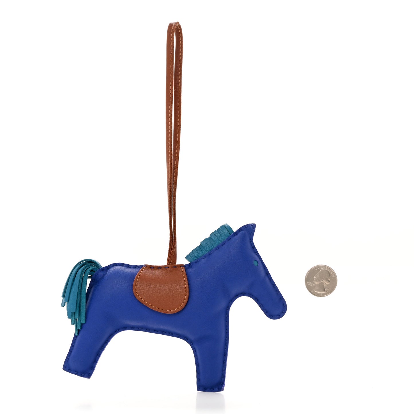 Milo Lambskin Grigri Rodeo Horse Bag Charm GM Bleu de Malte Rouge H Orange Poppy