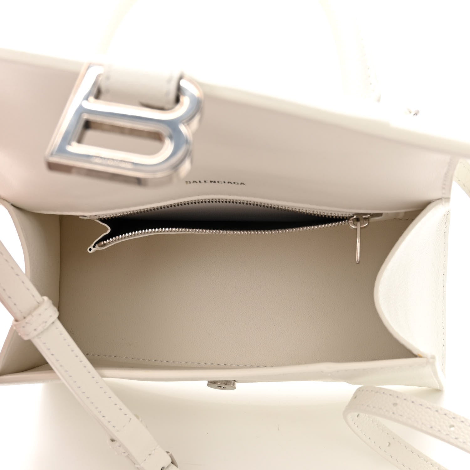 Balenciaga Grained Calfskin Small Hourglass Top Handle Bag White 5 of 9