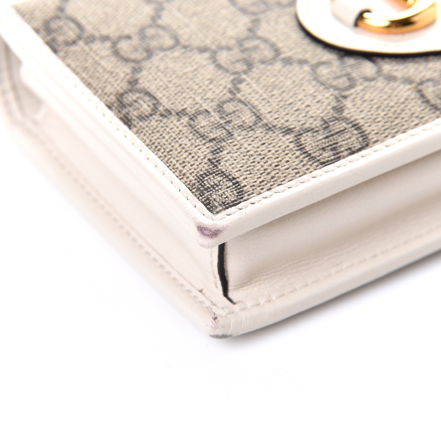 Gucci GG Supreme Monogram Azalea Calfskin Horsebit 1955 Wallet On Chain Beige Ebony Mystic White 5 of 5