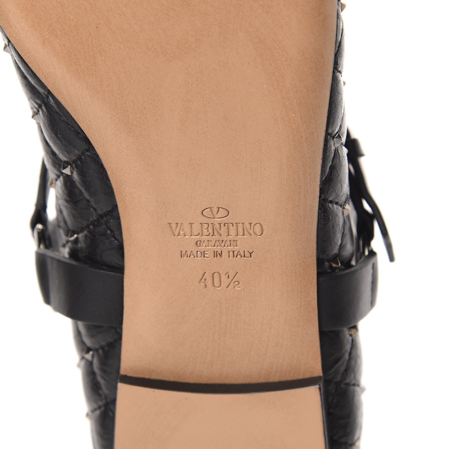 Valentino Garavani Crackled Lambskin Rockstud Spike Captoe Ballerina Flats 40.5 Black 9 of 10
