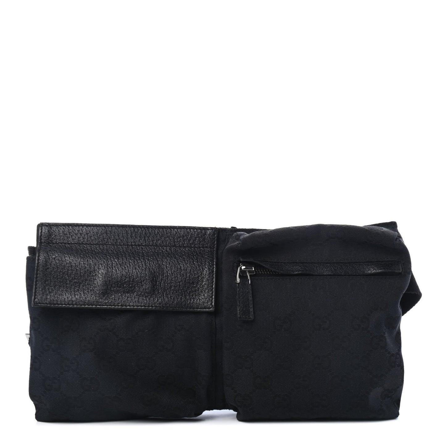 GG Monogram Double Pocket Belt Bag Black