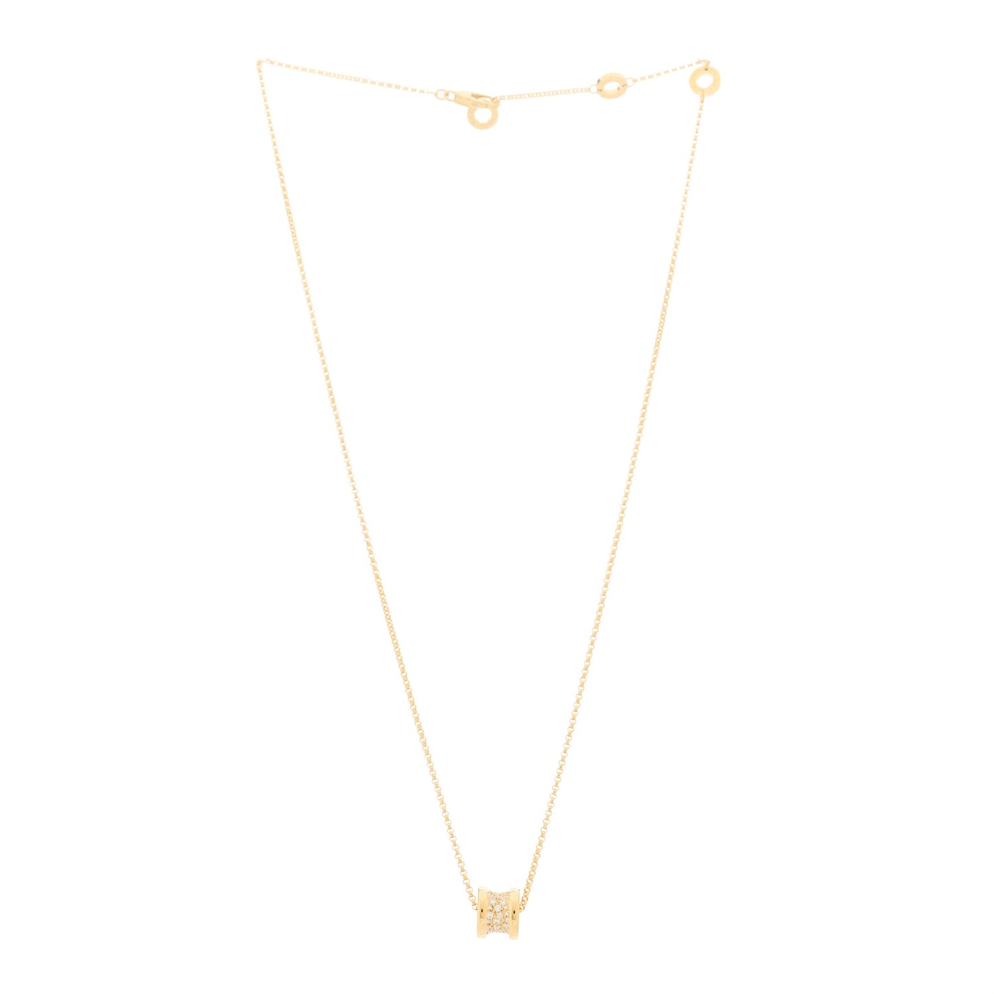 18K Yellow Gold Diamond Small B.Zero1 Pave Pendant Necklace