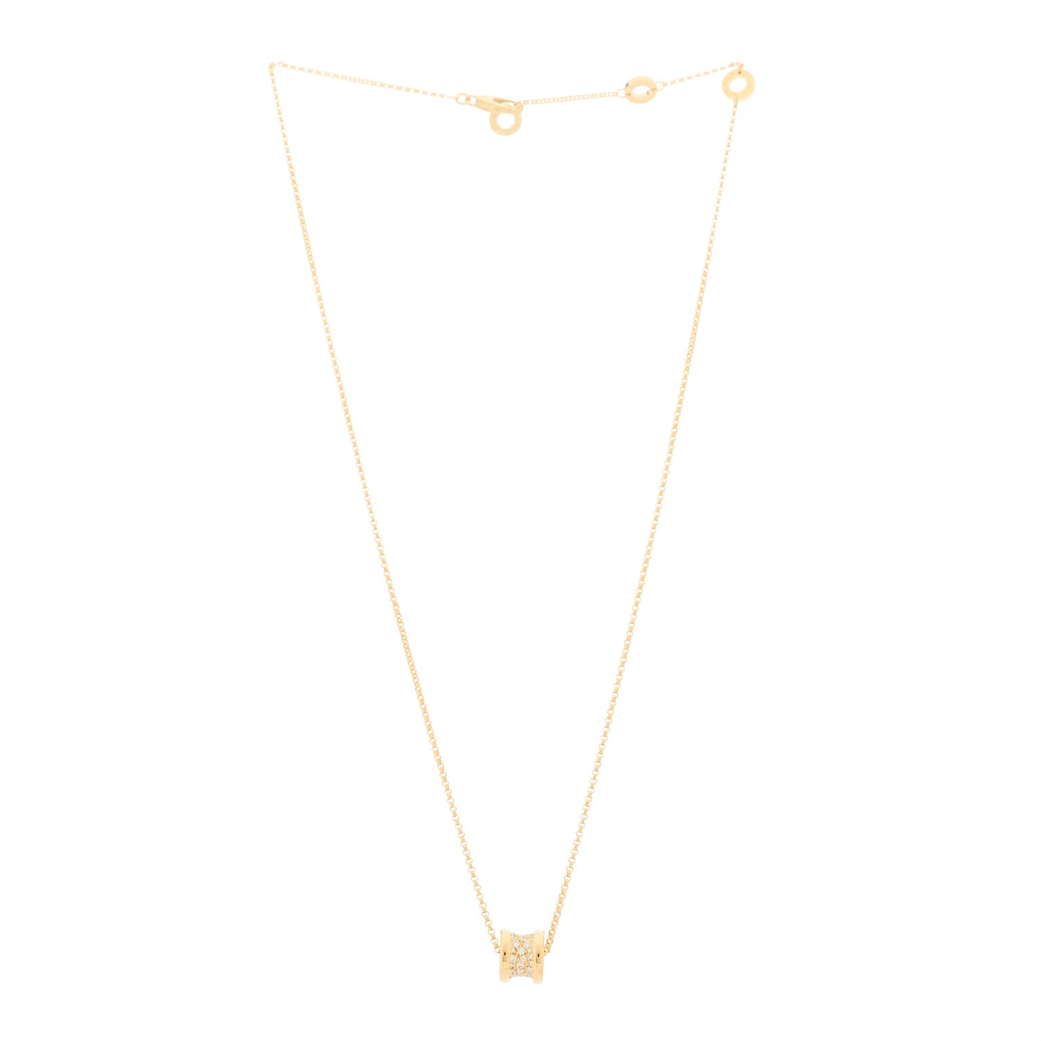 Bulgari 18K Yellow Gold Diamond Small B.Zero1 Pave Pendant Necklace 3 of 9
