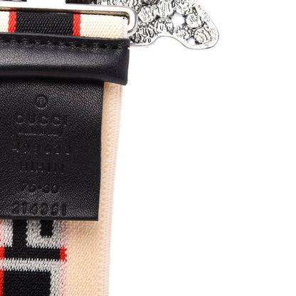 Gucci Jacquard Crystal Stripe Butterfly Belt 75 30 White 3 of 6