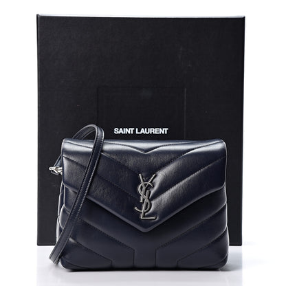 Saint Laurent Calfskin Y Quilted Monogram Toy Loulou Chain Satchel Medium Blue 10 of 10