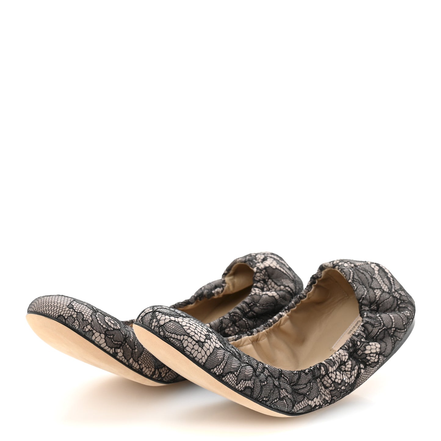 Lace Ballerina Flats 40 Black