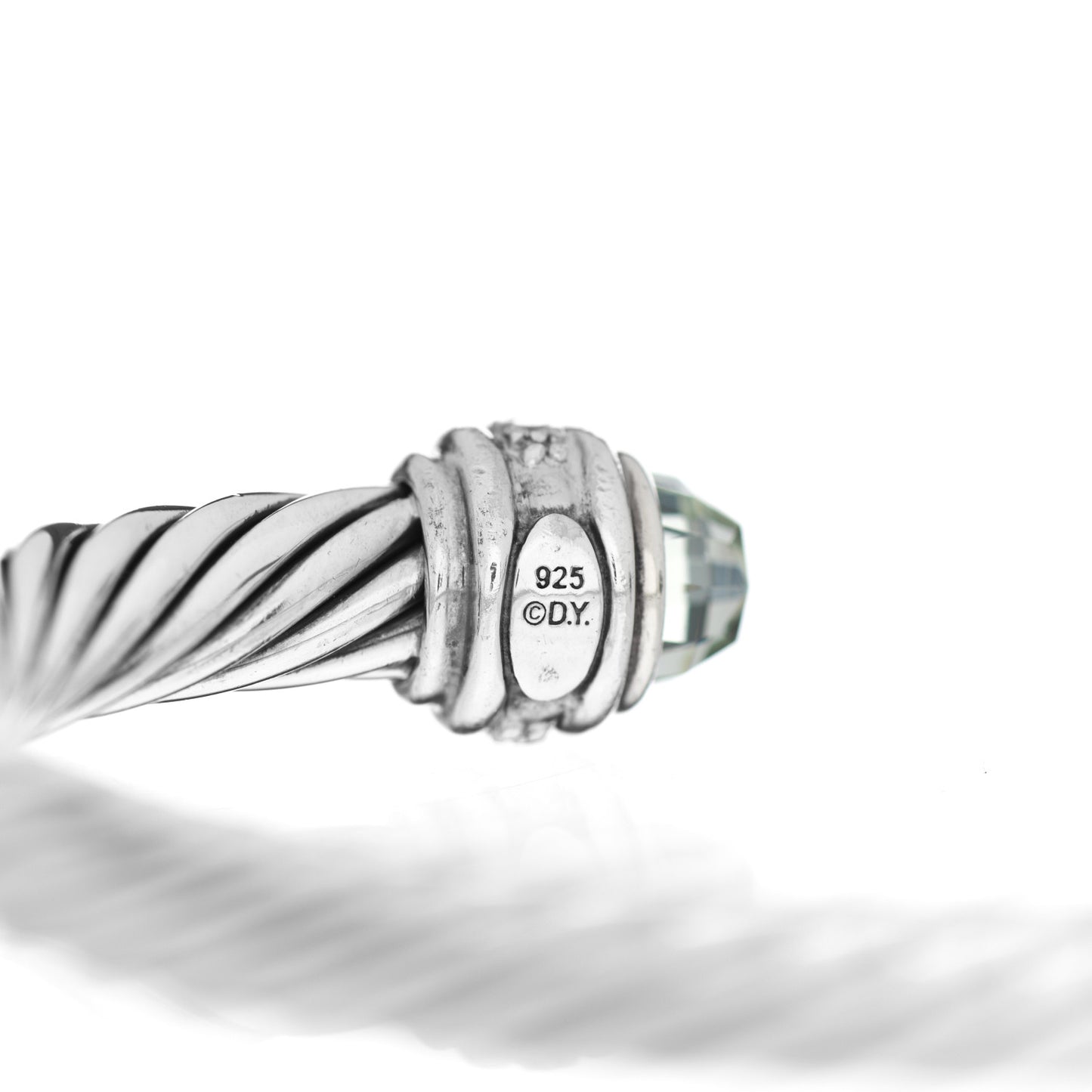 Sterling Silver Diamond Prasiolite 7mm Cable Classics Bracelet