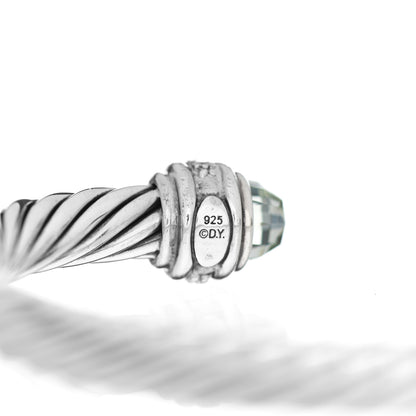 David Yurman Sterling Silver Diamond Prasiolite 7mm Cable Classics Bracelet 3 of 3