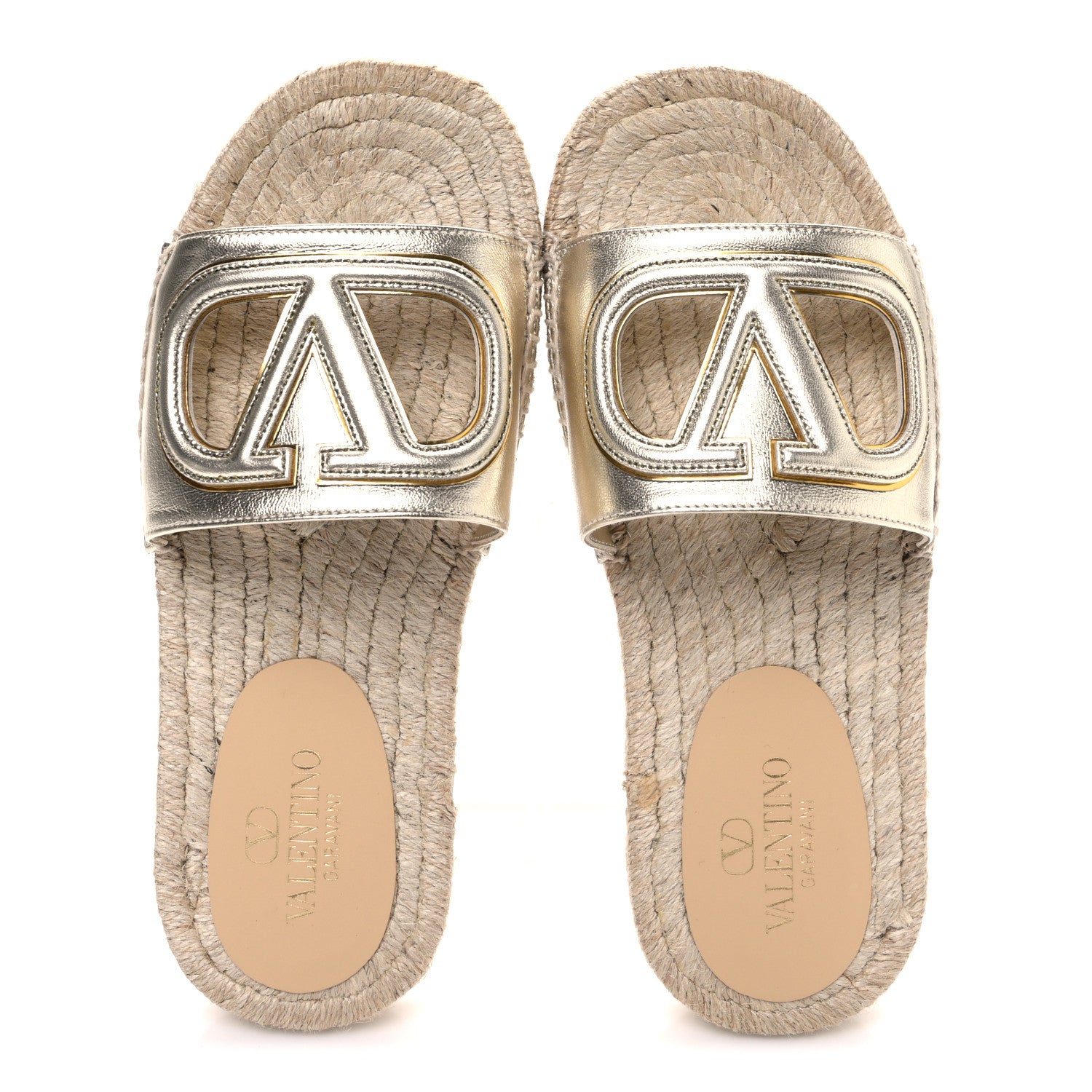 Valentino Garavani Laminated Napa Vlogo Cut Out Espadrille Flat