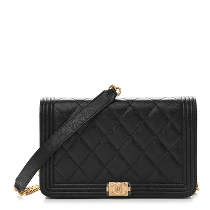 Chanel Caviar Quilted Boy Wallet On Chain WOC Black 1 of 9