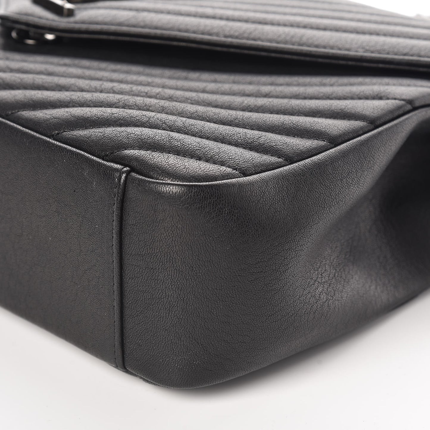 Sheepskin Matelasse Chevron Monogram Large College Satchel Black