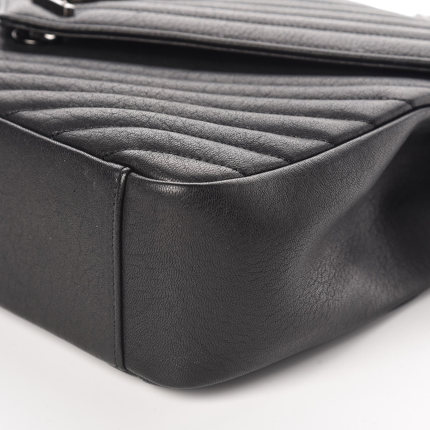 Saint Laurent Sheepskin Matelasse Chevron Monogram Large College Satchel Black 7 of 13