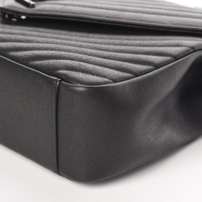 Saint Laurent Sheepskin Matelasse Chevron Monogram Large College Satchel Black 7 of 13