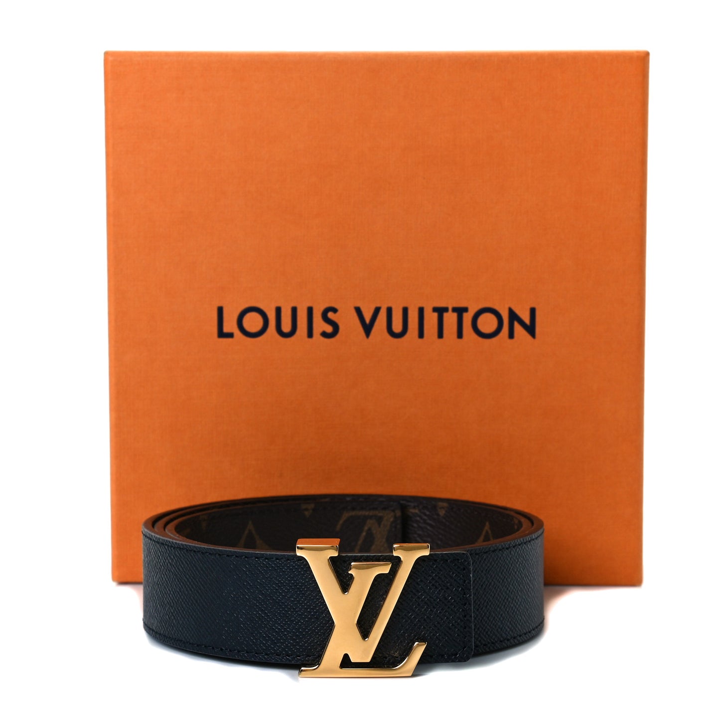 Calfskin Monogram 30mm LV Initiales Reversible Belt 75 30 Black