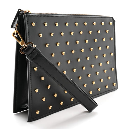 Versace Vitello Palazzo Medusa Stud Wristlet Bag Black 3 of 10