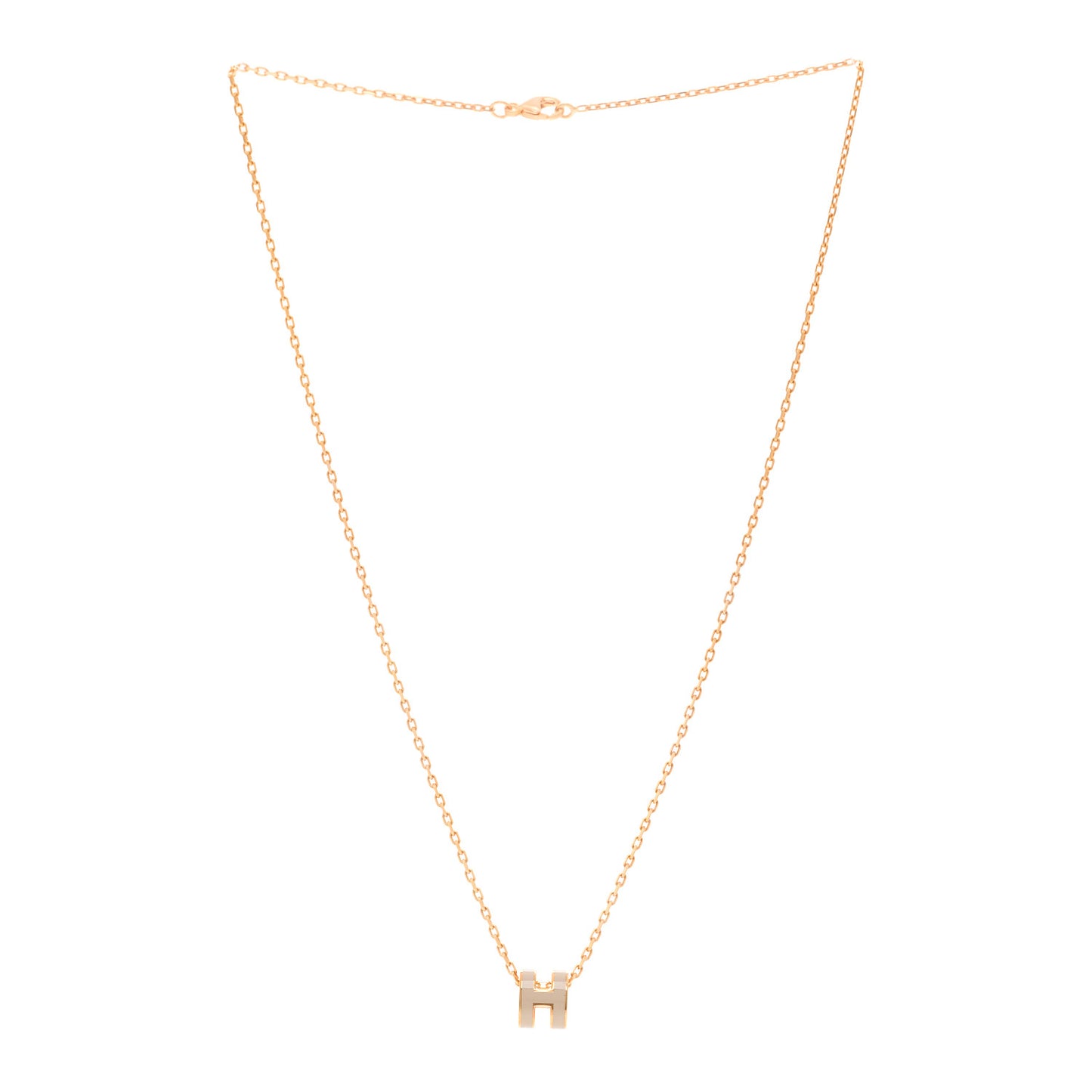 Lacquered Rose Gold Mini Pop H Pendant Necklace Marron Glace
