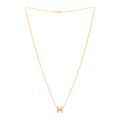 Hermes Lacquered Rose Gold Mini Pop H Pendant Necklace Marron Glace 3 of 7