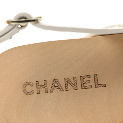 Chanel Calfskin Studded Slingback Clog Sandals 40 White 8 of 10