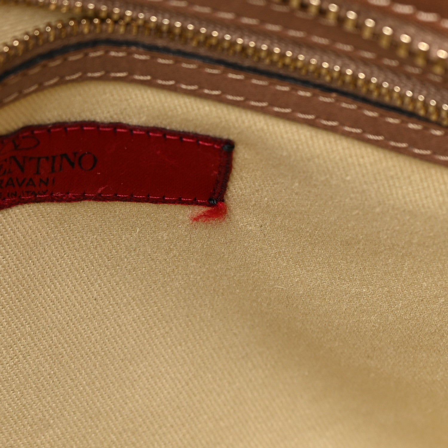 Valentino Garavani Textured Calfskin Rockstud Double Handle Tote Tan 11 of 17