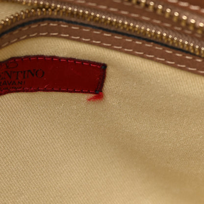 Valentino Garavani Textured Calfskin Rockstud Double Handle Tote Tan 11 of 17