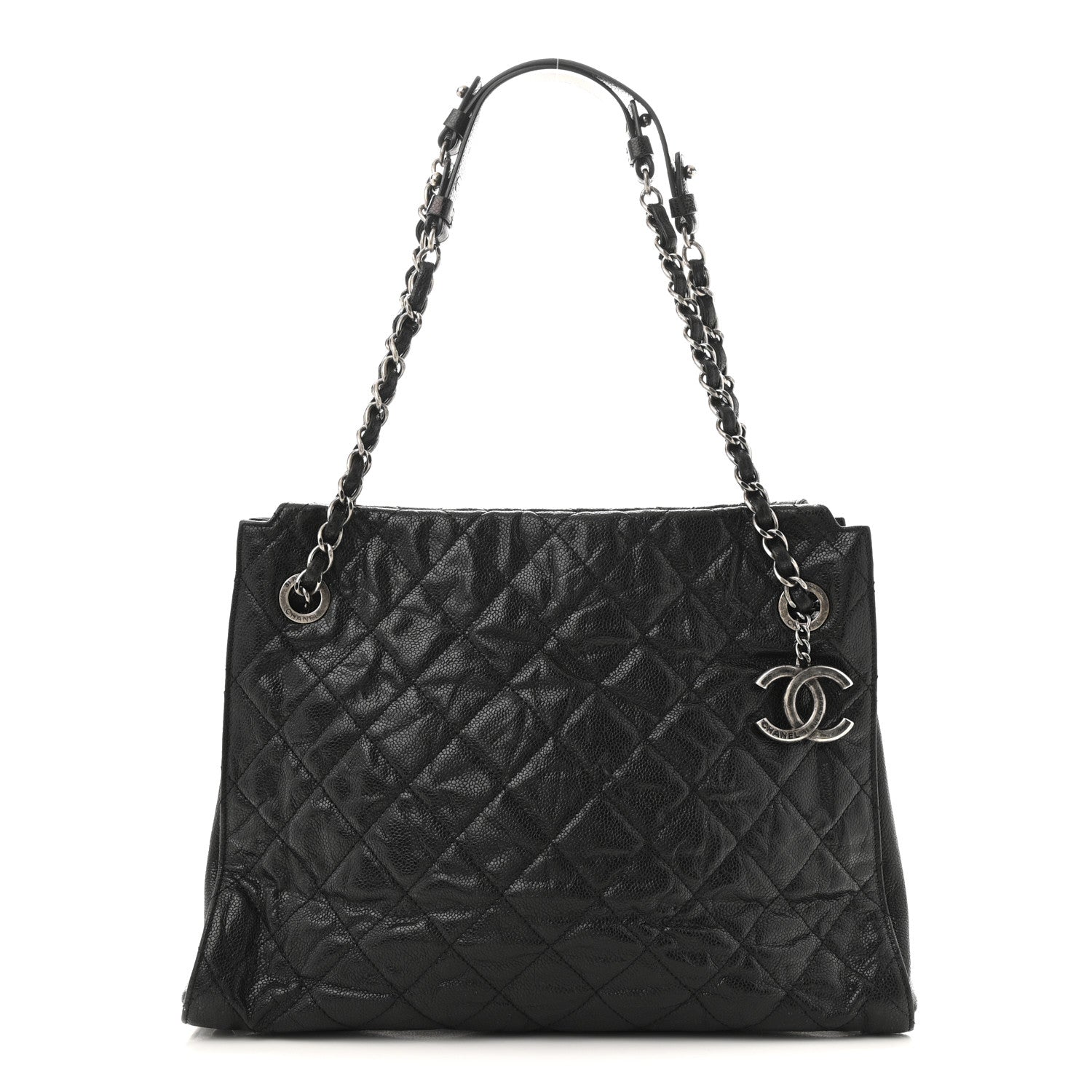 Chanel Crumpled Grained Calfskin CC Crave Tote Black 1 of 11